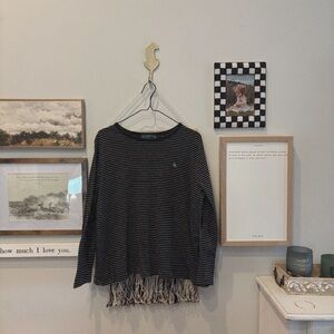 lauren by ralph lauren 100% cotton longsleeve striped tee